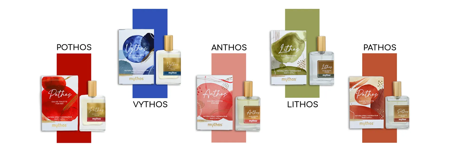 Flax Mythos Eau De Toilette & Mist Pothos, Vythos, Anthos, Lithos and Pathos Products Series