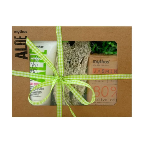 540480-mythos-set-body-care-3-hand-loofah-soap mythos aloe gift set foot cream loofah sponge tradition olive oil soap