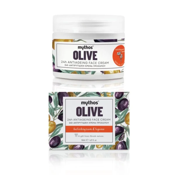 mythos olive antiaging face cream with myrtle and lupine